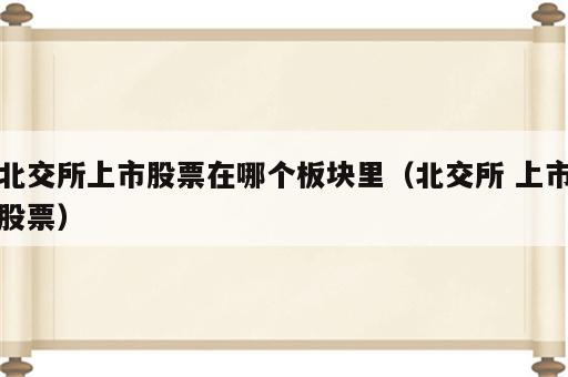 北交所上市股票在哪个板块里（北交所 上市股票）