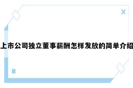 上市公司独立董事薪酬怎样发放的简单介绍