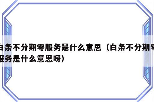 白条不分期零服务是什么意思（白条不分期零服务是什么意思呀）