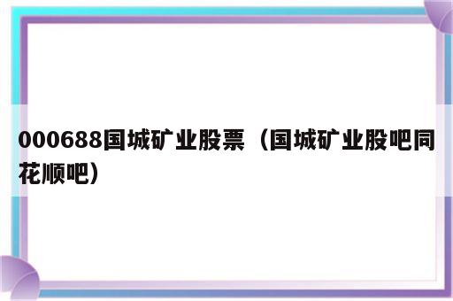 000688国城矿业股票（国城矿业股吧同花顺吧）