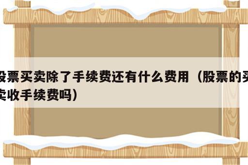 股票买卖除了手续费还有什么费用（股票的买卖收手续费吗）