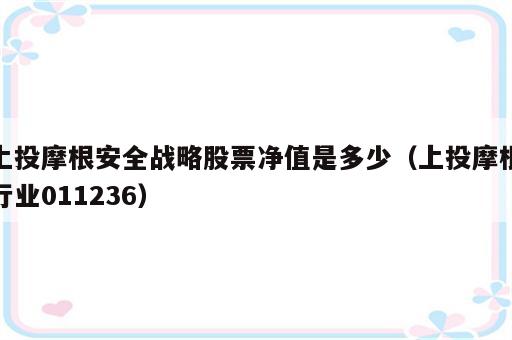 上投摩根安全战略股票净值是多少（上投摩根行业011236）