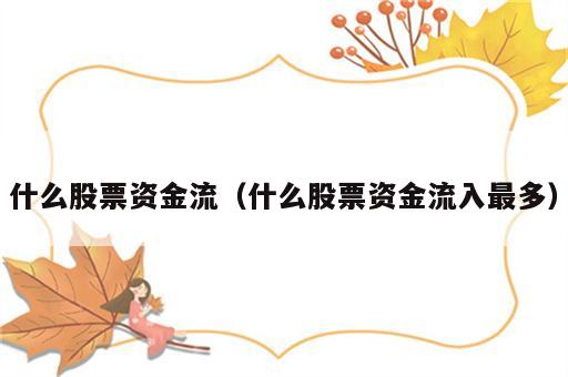 什么股票资金流（什么股票资金流入最多）