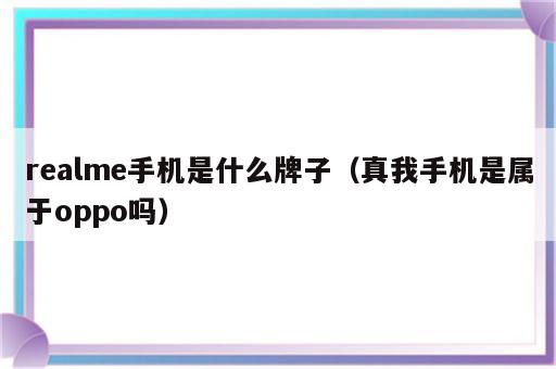 realme手机是什么牌子（真我手机是属于oppo吗）
