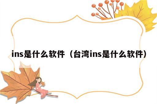 ins是什么软件（台湾ins是什么软件）