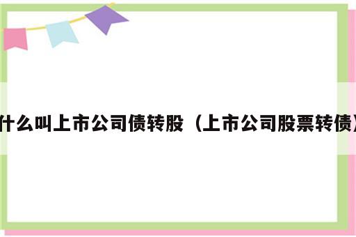 什么叫上市公司债转股（上市公司股票转债）