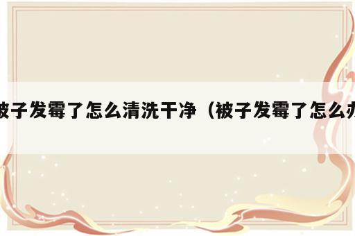 被子发霉了怎么清洗干净（被子发霉了怎么办）