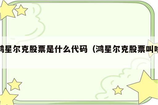 鸿星尔克股票是什么代码（鸿星尔克股票叫啥）