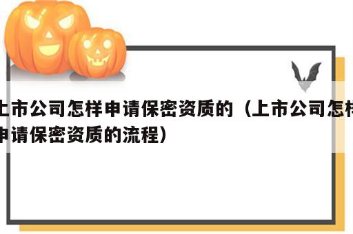 上市公司怎样申请保密资质的（上市公司怎样申请保密资质的流程）