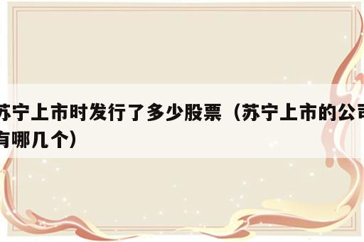苏宁上市时发行了多少股票（苏宁上市的公司有哪几个）