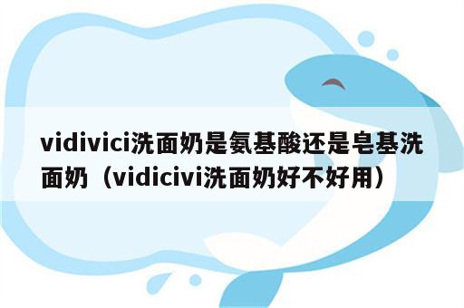 vidivici洗面奶是氨基酸还是皂基洗面奶（vidicivi洗面奶好不好用）