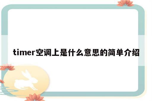 timer空调上是什么意思的简单介绍