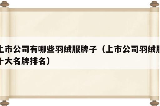 上市公司有哪些羽绒服牌子（上市公司羽绒服十大名牌排名）