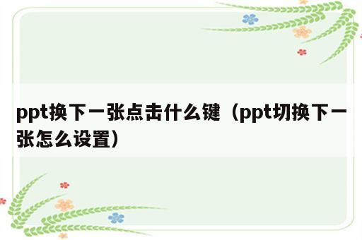 ppt换下一张点击什么键（ppt切换下一张怎么设置）