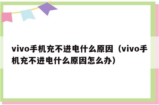 vivo手机充不进电什么原因（vivo手机充不进电什么原因怎么办）