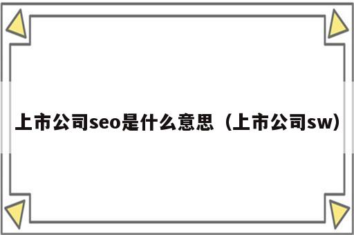 上市公司seo是什么意思（上市公司sw）