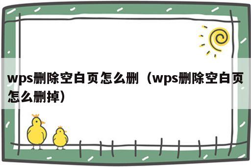wps删除空白页怎么删（wps删除空白页怎么删掉）