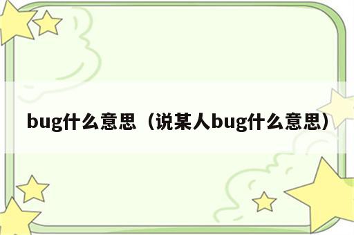 bug什么意思（说某人bug什么意思）