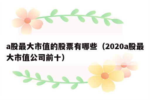 a股最大市值的股票有哪些（2020a股最大市值公司前十）