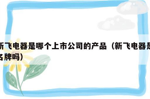 新飞电器是哪个上市公司的产品（新飞电器是名牌吗）