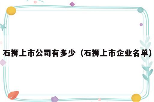 石狮上市公司有多少（石狮上市企业名单）