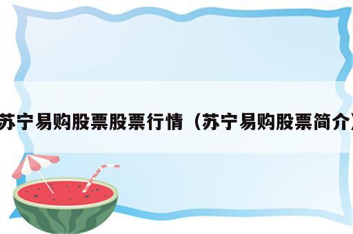 苏宁易购股票股票行情（苏宁易购股票简介）