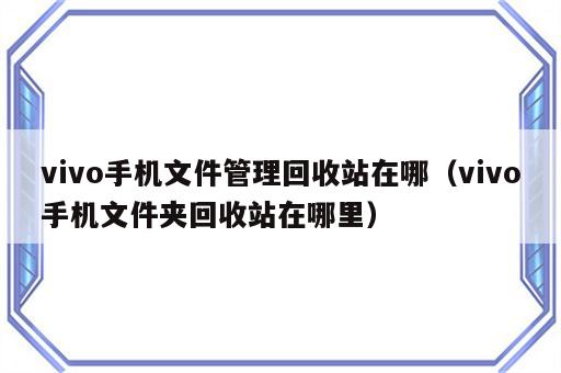 vivo手机文件管理回收站在哪（vivo手机文件夹回收站在哪里）