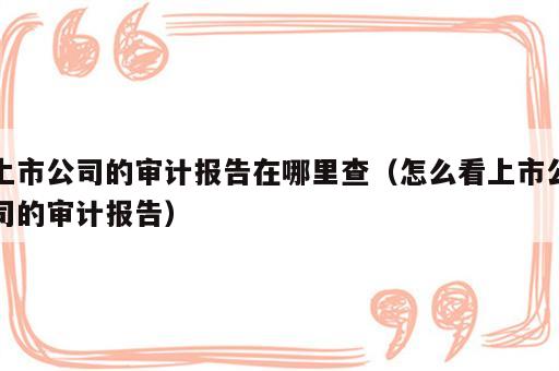 上市公司的审计报告在哪里查（怎么看上市公司的审计报告）