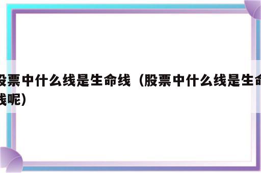 股票中什么线是生命线（股票中什么线是生命线呢）