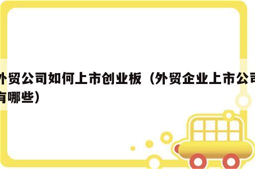 外贸公司如何上市创业板（外贸企业上市公司有哪些）