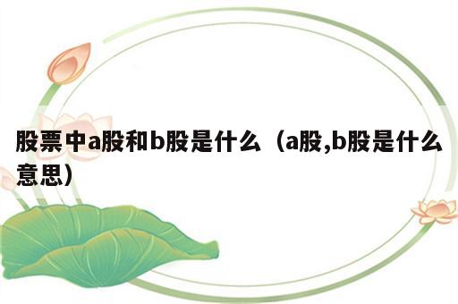 股票中a股和b股是什么（a股,b股是什么意思）