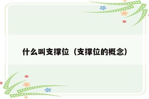 什么叫支撑位（支撑位的概念）