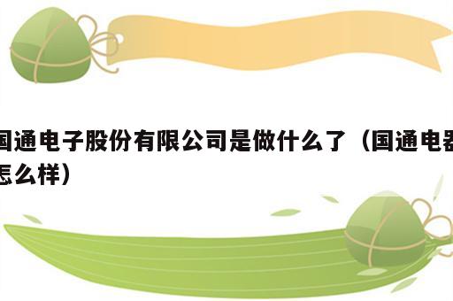 国通电子股份有限公司是做什么了（国通电器怎么样）