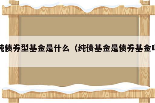 纯债券型基金是什么（纯债基金是债券基金吗）