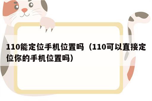 110能定位手机位置吗（110可以直接定位你的手机位置吗）