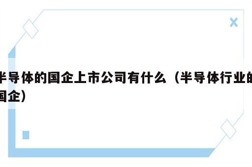 半导体的国企上市公司有什么（半导体行业的国企）