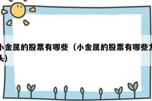 小金属的股票有哪些（小金属的股票有哪些龙头）