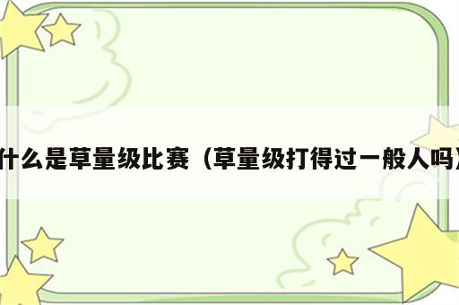 什么是草量级比赛（草量级打得过一般人吗）
