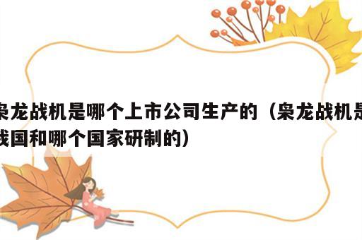 枭龙战机是哪个上市公司生产的（枭龙战机是我国和哪个国家研制的）