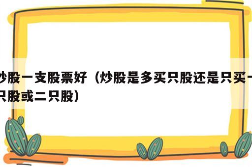 炒股一支股票好（炒股是多买只股还是只买一只股或二只股）