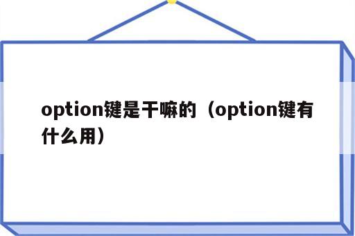 option键是干嘛的（option键有什么用）