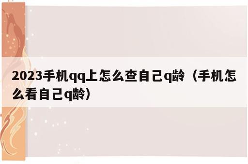2023手机qq上怎么查自己q龄（手机怎么看自己q龄）