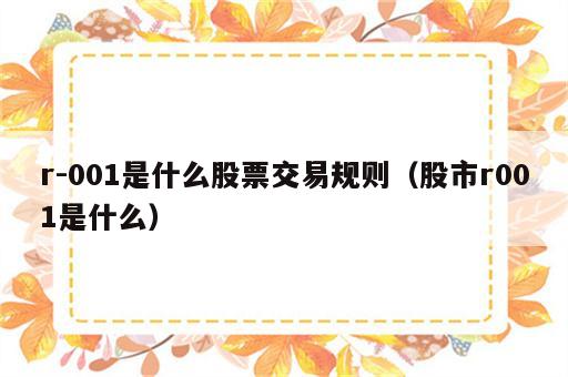 r-001是什么股票交易规则（股市r001是什么）