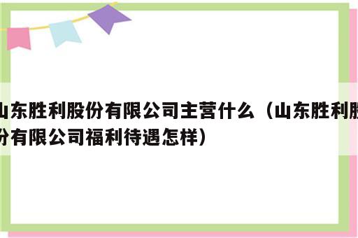 山东胜利股份有限公司主营什么（山东胜利股份有限公司福利待遇怎样）