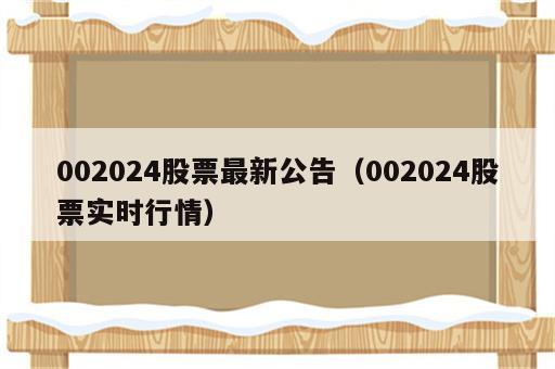 002024股票最新公告（002024股票实时行情）