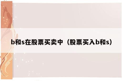 b和s在股票买卖中（股票买入b和s）
