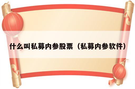 什么叫私募内参股票（私募内参软件）