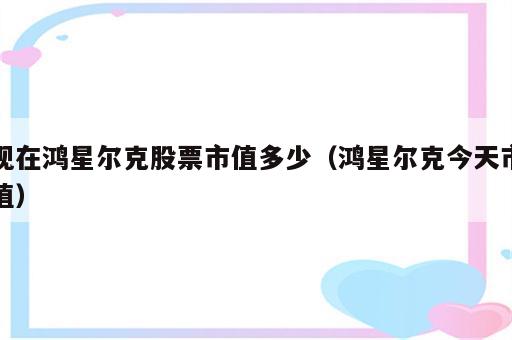 现在鸿星尔克股票市值多少（鸿星尔克今天市值）
