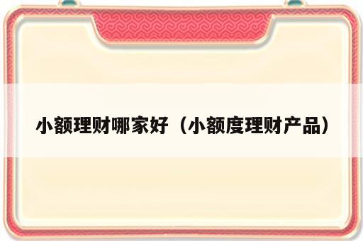 小额理财哪家好（小额度理财产品）