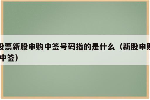 股票新股申购中签号码指的是什么（新股申购 中签）